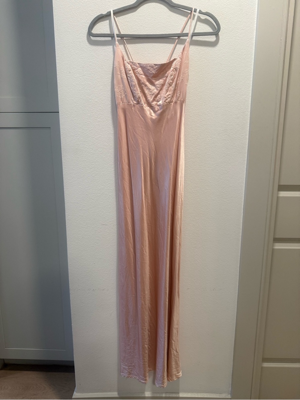 Elegant Blush Pink Satin Slip Prom Dress